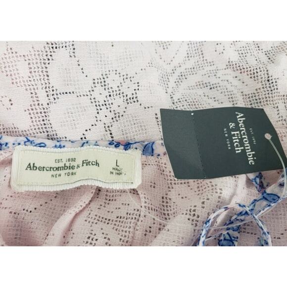 (O5) Y2K ABERCROMBIE & FITCH WOMENS TOP SIZE L PLEATED CROP SHEER LACE FLORAL - Picture 4 of 5